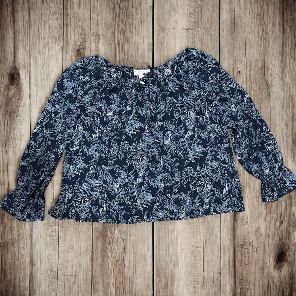 Women’s Boho Blue Sea Kelp Blouse Plus Size 3X‎ Beachy Resort Lightweight Tie